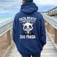 Panda Carino Orso Panda Felpa con cappuccio oversize da donna con stampa posteriore Navy Blue