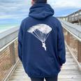 Paracadutismo Uomini Donne Paracadutismo Love Sky Dive Diver Felpa con cappuccio oversize da donna con stampa posteriore Navy Blue