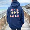 Pas De Boo-Rée Ghost Ballet Dancer Halloween Dance Teacher Women Oversized Hoodie Back Print Navy Blue