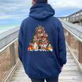 Pigiama Natalizio Lagotto Romagnolo Albero Di Natale Regali Cane Amante Felpa con cappuccio oversize da donna con stampa posteriore Navy Blue