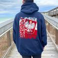 Polonia Polska Bandiera Uomini Donne Bambini Polonia Felpa con cappuccio oversize da donna con stampa posteriore Navy Blue