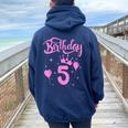 Principessa Compleanno Ragazza 5 Anni A Tema Principessa Felpa con cappuccio oversize da donna con stampa posteriore Navy Blue