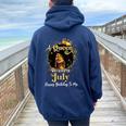 A Queen Was Born In July Black Girl Birthday Afro Woman Women Oversized Hoodie Back Print Navy Blue