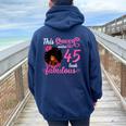 This Queen Makes 45 Look Fabulous 45Th Birthday Queen Afro Women Oversized Hoodie Back Print Navy Blue