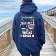 Questa Cat Lady Senza Figliota Kamala-Harris 2024 Felpa con cappuccio oversize da donna con stampa posteriore Navy Blue