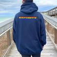 Rainbow Flag Lgtbq That Says Security Women Oversized Hoodie Back Print Navy Blue