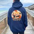 Red Panda Loving Ramen Kawaii Neko Red Panda Ramen Felpa con cappuccio oversize da donna con stampa posteriore Navy Blue