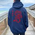 Retro Dragon Streetwear E-Girl E-Boy Estetico In Stile Felpa con cappuccio oversize da donna con stampa posteriore Navy Blue