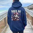 Rock Bambina Rock Ragazza Rock And Roll Gatto Bambina Felpa con cappuccio oversize da donna con stampa posteriore Navy Blue