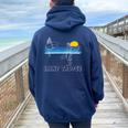 Saint Tropez Surf Spiaggia Surf Ragazza Ragazza Felpa con cappuccio oversize da donna con stampa posteriore Navy Blue