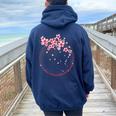 Sakura Impression D'art Japonais Fleurs De Cerisier Sweat à capuche oversize pour femme avec imprimé dans le dos Navy Blue