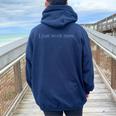 Sarcastic I Just Work Here Quote Women Oversized Hoodie Back Print Navy Blue