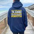 Sarcastico Buon Compleanno 78 Anni Regalo Uomo Donna Nonno Felpa con cappuccio oversize da donna con stampa posteriore Navy Blue