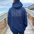 Science Teacher Elementi Chimici Felpa con cappuccio oversize da donna con stampa posteriore Navy Blue