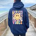 Second Grade Vibes 2Nd Grade Retro 1St Day Of School Women Oversized Hoodie Back Print Navy Blue