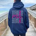 Senior Mom 2025 Class Of 2025 Back To School Graduation Pink Women Oversized Hoodie Back Print Navy Blue