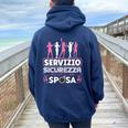 Servizio Sicurezza Sposa Divertenti Costumi Amiche Addio Felpa con cappuccio oversize da donna con stampa posteriore Navy Blue