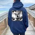 Shiba Inu Dog Dad Mom Graphic Selfie Ufos Weird Aliens Women Oversized Hoodie Back Print Navy Blue