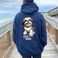 Shih Tzu Mamma Divertente Amante Del Cane Shih Tzu Mamma Felpa con cappuccio oversize da donna con stampa posteriore Navy Blue