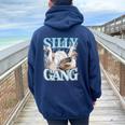 Silly Gang Goose Meme Duck Uomini Donne Bambini Felpa con cappuccio oversize da donna con stampa posteriore Navy Blue