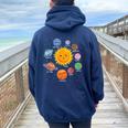 Sistema Solare Pianeti Spazio Per Stem Bambini Ragazzi Ragazze Felpa con cappuccio oversize da donna con stampa posteriore Navy Blue