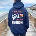 Sono Solo Una Ragazza Che Ama Il Cocktail Di Negroni Felpa con cappuccio oversize da donna con stampa posteriore Navy Blue