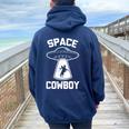 Space Cowboy Divertente Dicendo Sarcastico Novità Ufo Alieno Felpa con cappuccio oversize da donna con stampa posteriore Navy Blue