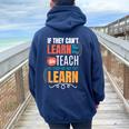 Special Education Teacher Life Educator Teaching Sped Women Oversized Hoodie Back Print Navy Blue
