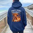 Thankful Grateful Blessed Highland Cow Fall Y'all Autumn Women Oversized Hoodie Back Print Navy Blue