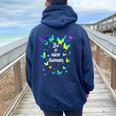 Tie Dye Be A Nice Human Inspirational Quote Be A Nice Human Sweat à capuche oversize pour femme avec imprimé dans le dos Navy Blue