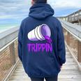 Trapiniola Donne Divertenti Drip Harder Regali Felpa con cappuccio oversize da donna con stampa posteriore Navy Blue