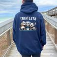 Triatleta Pandaideogiochi Gaming Gadget Ragazzo Nerd Felpa con cappuccio oversize da donna con stampa posteriore Navy Blue