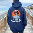Trick Or Treatment Halloween Nurse Skeleton Ghost Women Oversized Hoodie Back Print Navy Blue