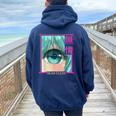 Triste Anime Girl Heartless Regalo Carino Giapponese Felpa con cappuccio oversize da donna con stampa posteriore Navy Blue