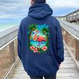 Tropical Flamingo Summer Vibes Beach For A Vacationer Women Oversized Hoodie Back Print Navy Blue