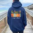 Vintage 1944 80Th Birthday Wildflower 80 Year Old For Women Women Oversized Hoodie Back Print Navy Blue