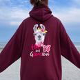 18 Compleanno Regalo Donne Decorazione Lama Divertente Felpa con cappuccio oversize da donna con stampa posteriore Maroon