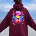 2° Compleanno Bambina Di 2 Anni Farfalla Numero 2 Felpa con cappuccio oversize da donna con stampa posteriore Maroon