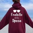 Addio Al Nubilato Fratello Della Sposa Felpa con cappuccio oversize da donna con stampa posteriore Maroon