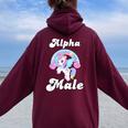 Alpha Unicorn Maschio Divertente Sarcastico Ironico Umorismo Strano Felpa con cappuccio oversize da donna con stampa posteriore Maroon