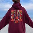 Amapolas Rojas Ucrania Lindo Floral Ucraniayshyvanka Estilo Women Oversized Hoodie Back Print Maroon