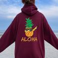 Ananas Frutta Aloha Spiagge Hawaii Da Surf Felpa con cappuccio oversize da donna con stampa posteriore Maroon