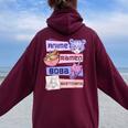 Anime Girl Ramen Boba Tea Bubble Tea Sketching Women Oversized Hoodie Back Print Maroon