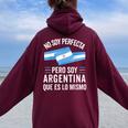 Argentina Bandiera Argentina Donne Camisa Felpa con cappuccio oversize da donna con stampa posteriore Maroon