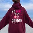 My Aunt Is A Survivor Of Support Breast Cancer Awareness Women Oversized Hoodie Back Print Maroon