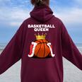 Basket Queen Ragazze Basket Donna Pallacanestro Felpa con cappuccio oversize da donna con stampa posteriore Maroon