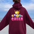 Bingo Queen Bingo Player Bingo Lover Bingo Women Oversized Hoodie Back Print Maroon