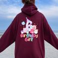Birthday Girl 6Th Birthday Squish Squad Mallow Girls Women Oversized Hoodie Back Print Maroon