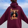 Birthday Queen Melanin Afro African American Girls Women Women Oversized Hoodie Back Print Maroon