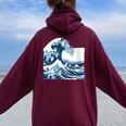 Blue Cats Wave For Kamala Drôle Chat Propriétaires Kamala Harris Sweat à capuche oversize pour femme avec imprimé dans le dos Maroon